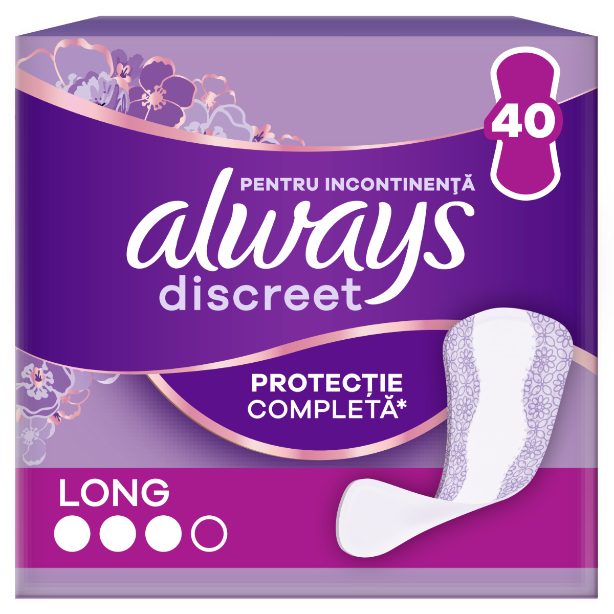 Absorbante pentru incontinenta urinara Discreet Long, 40 bucati, Always