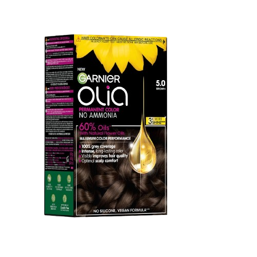 Vopsea de par permanenta fara amoniac 5.0 Brown Olia, 174ml, Garnier