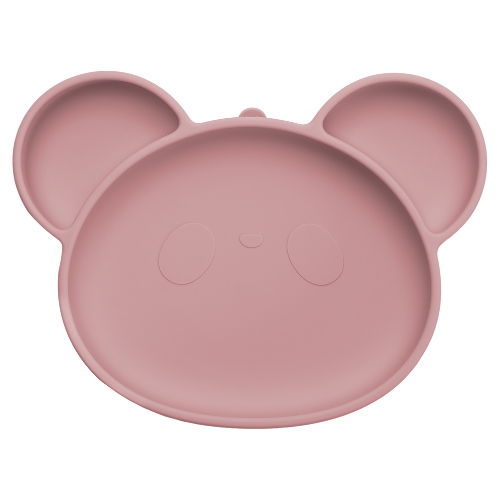 Farfurie din silicon cu ventuza Panda Old Rose 6 luni+, 1 bucata, Appekids