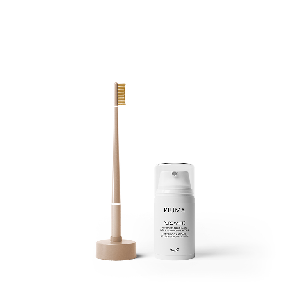 Set Pasta de dinti + Periuta Gold Nude, 75ml, Piuma
