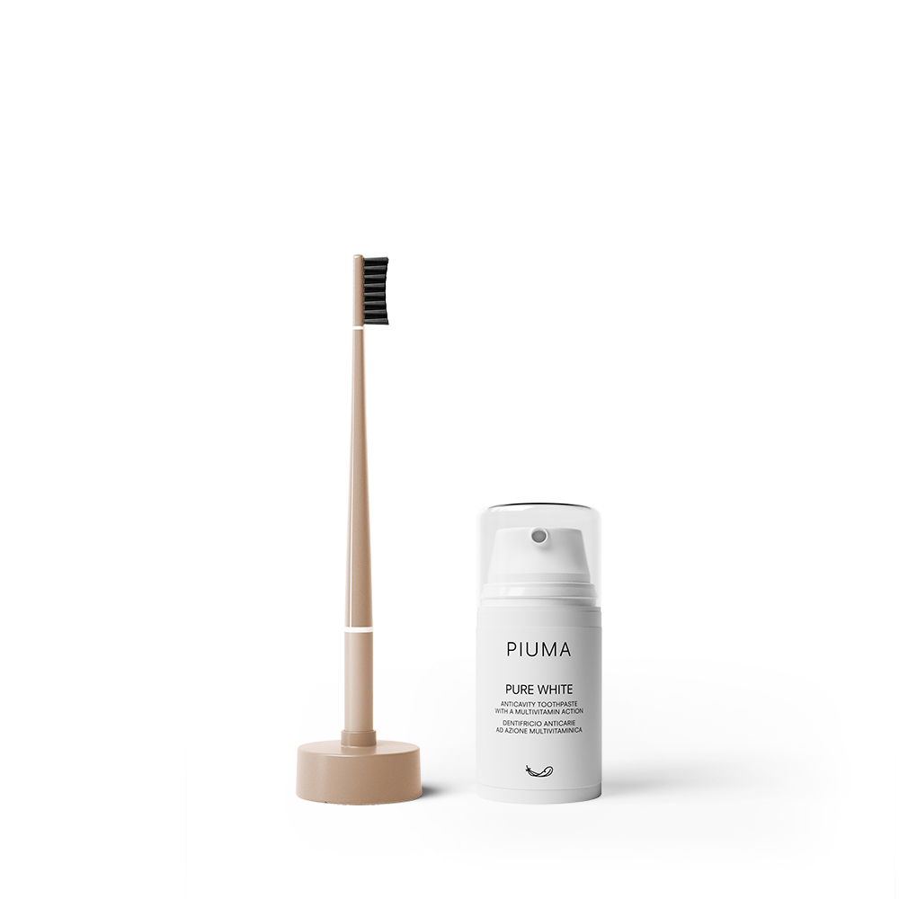 Set Periuta + Pasta de dinti 75ml Soft Nude, Piuma