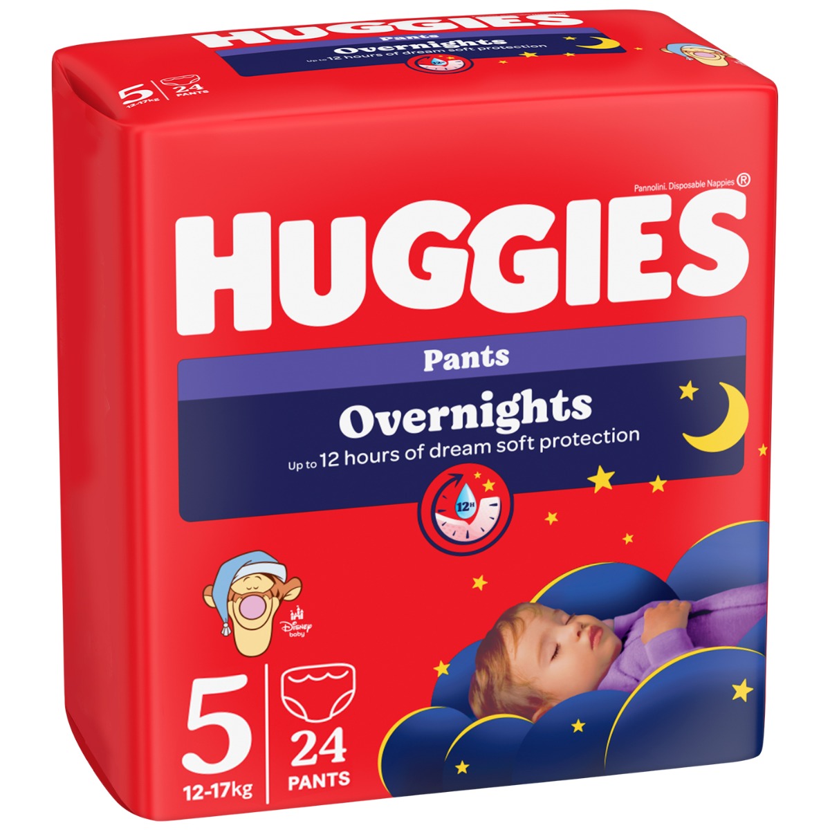 Scutece-chilotel de noapte Overnight Pants Nr. 5, 12-17kg, 24 bucati, Huggies