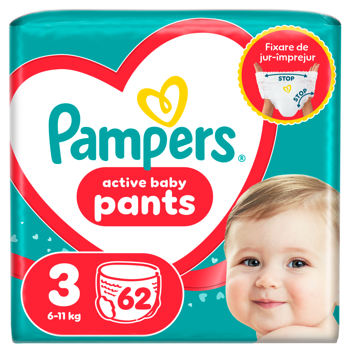Scutece-chilotel Pants Marimea 3 pentru 6-11 kg, 62 bucati, Pampers