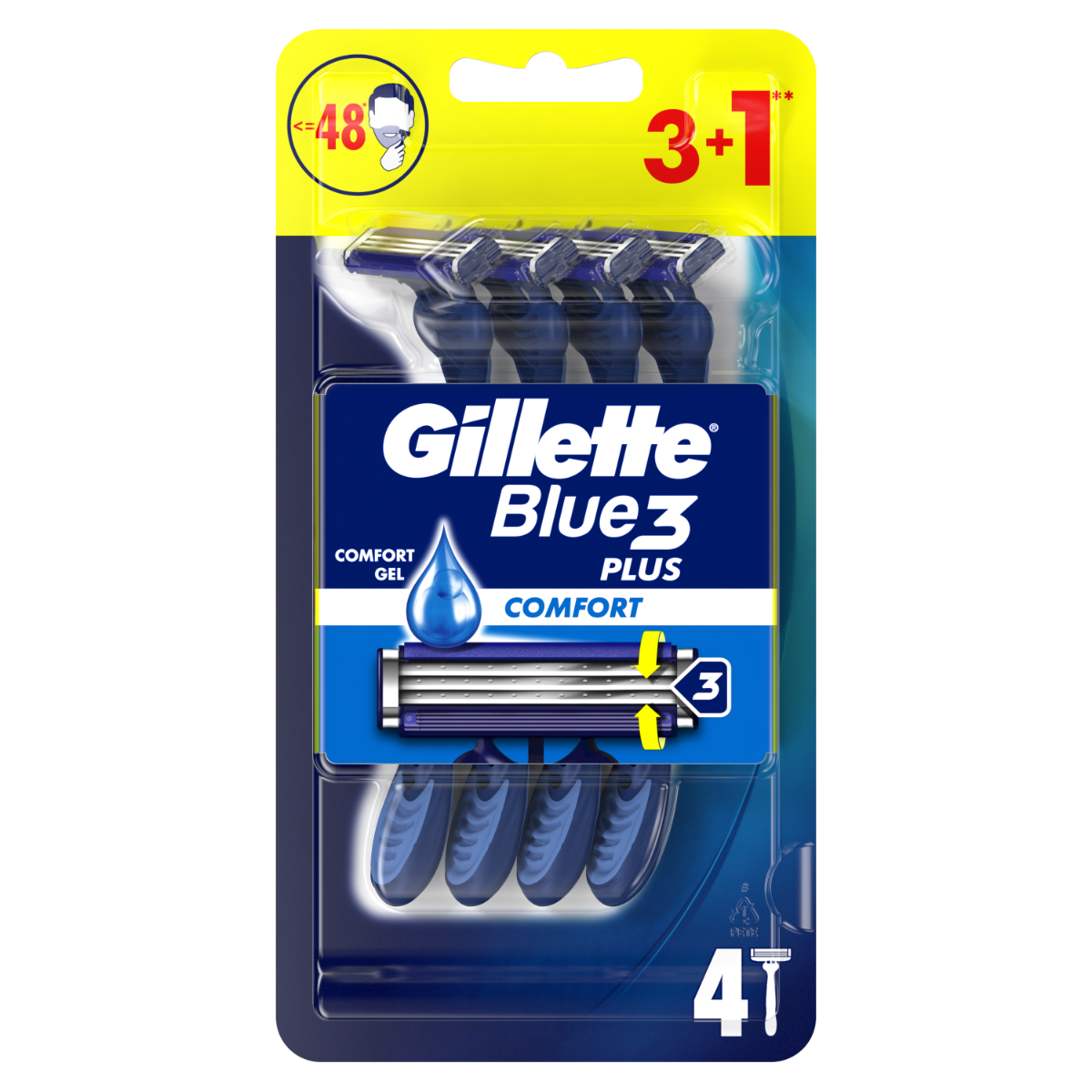 Set aparate de ras de unica folosinta Blue3, 4 bucati, Gillette
