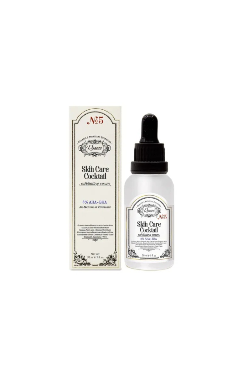 Ser facial de exfoliere cu 8% acizi AHA-BHA Skin Care Cocktail, 30ml, Rosece