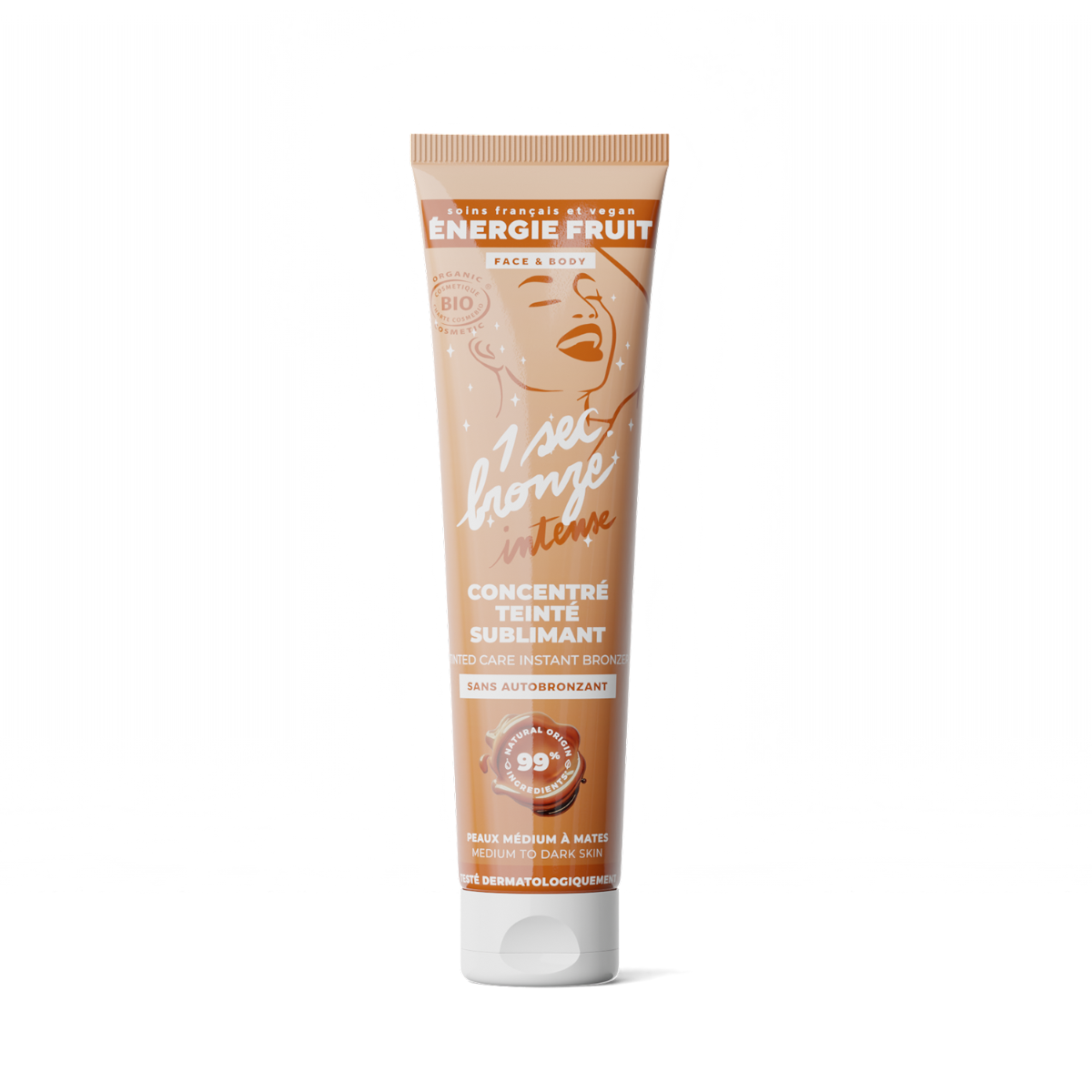 Lotiune iluminatoare fata si corp cu efect de bronz instant Mid to Dark skin, 100ml, Energie Fruit