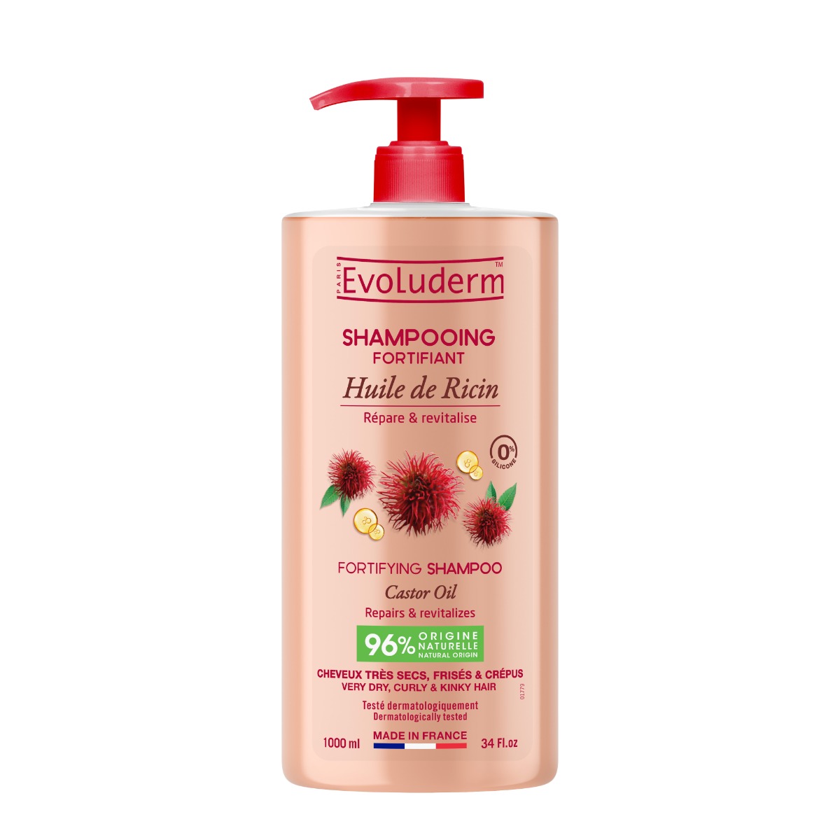 Sampon cu ulei de ricin, 1000ml, Evoluderm