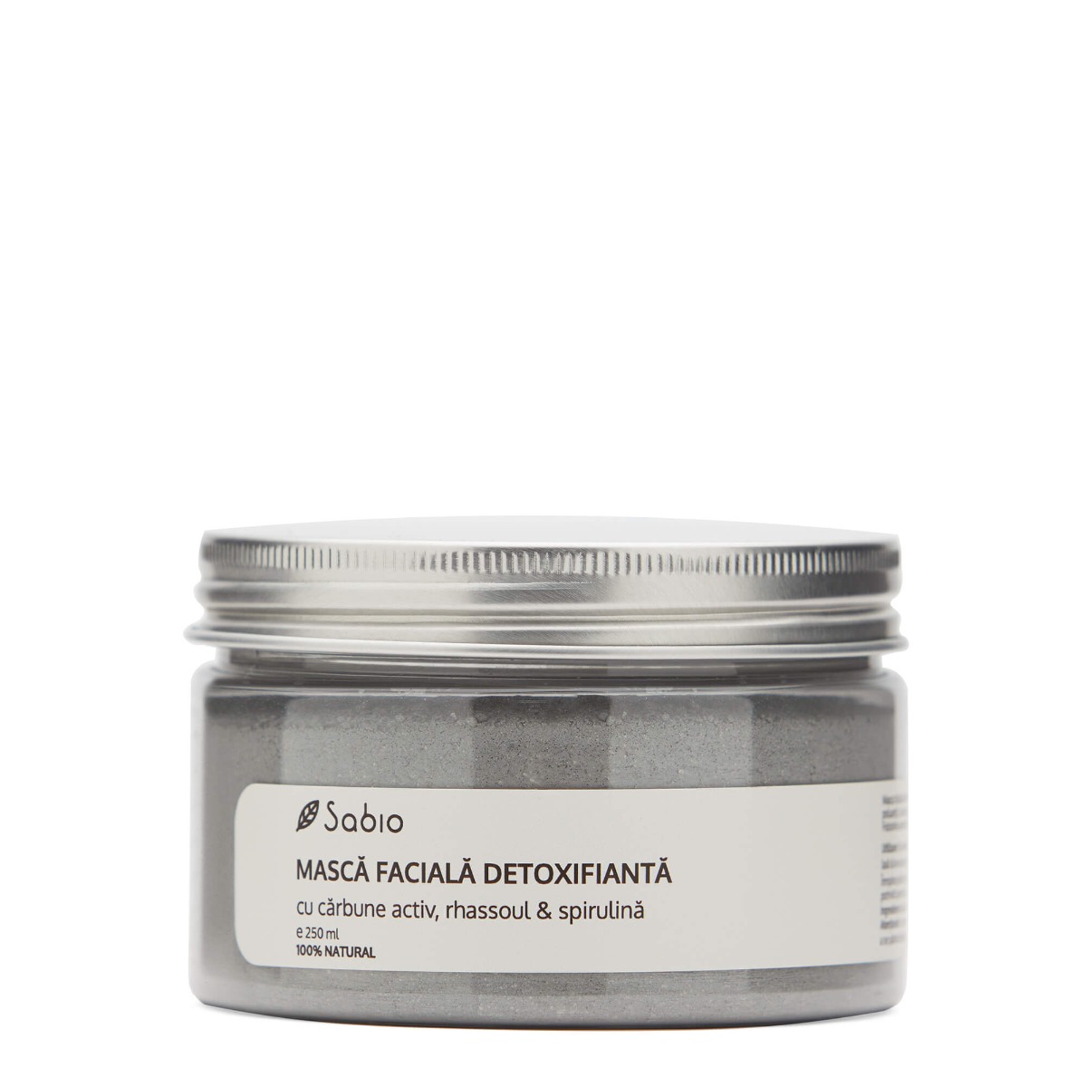 Masca faciala detoxifianta carbune activ rhassoul si spirulina, 250ml, Sabio