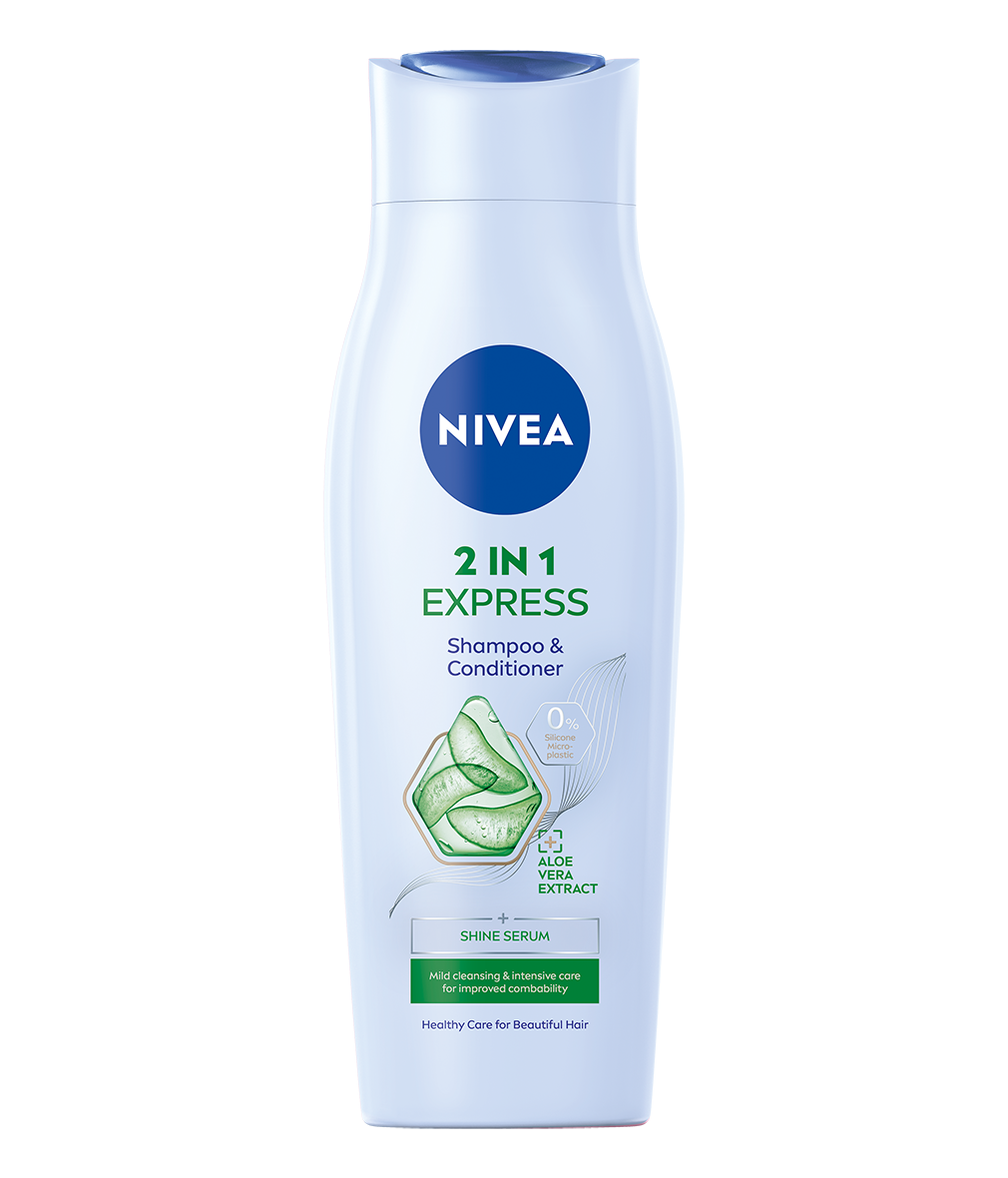 Sampon si Balsam 2 in 1 cu ser pentru stralucire si extract de Aloe Vera Express, 250ml, Nivea