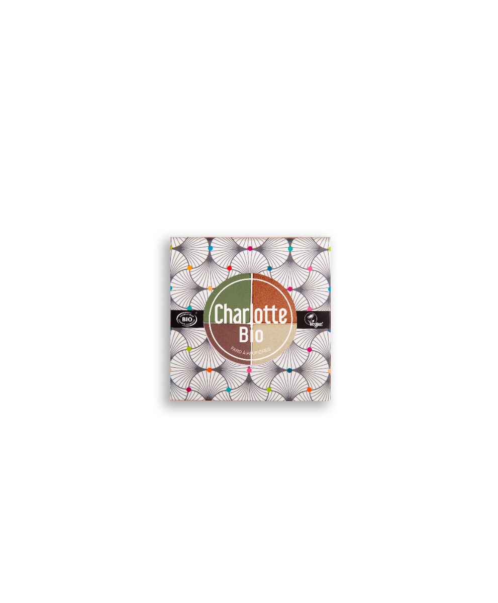 Fard bio pentru pleoape paleta in 4 culori cu Acid Hialuronic si Castravete Vegetal, 5.6g, Charlotte Bio