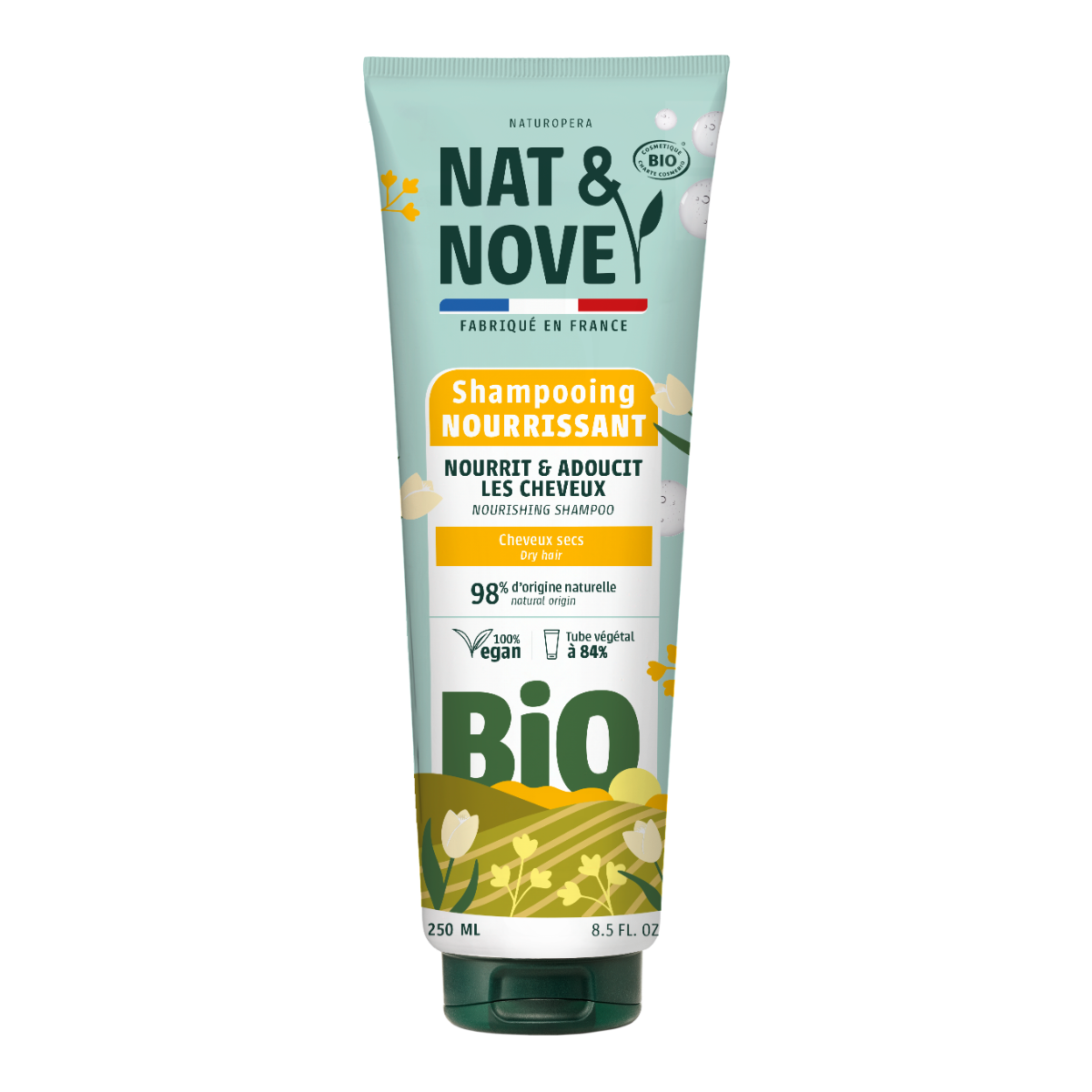Sampon hranitor pentru par uscat cu extract de ovaz Bio, 250ml, Nat&Nove