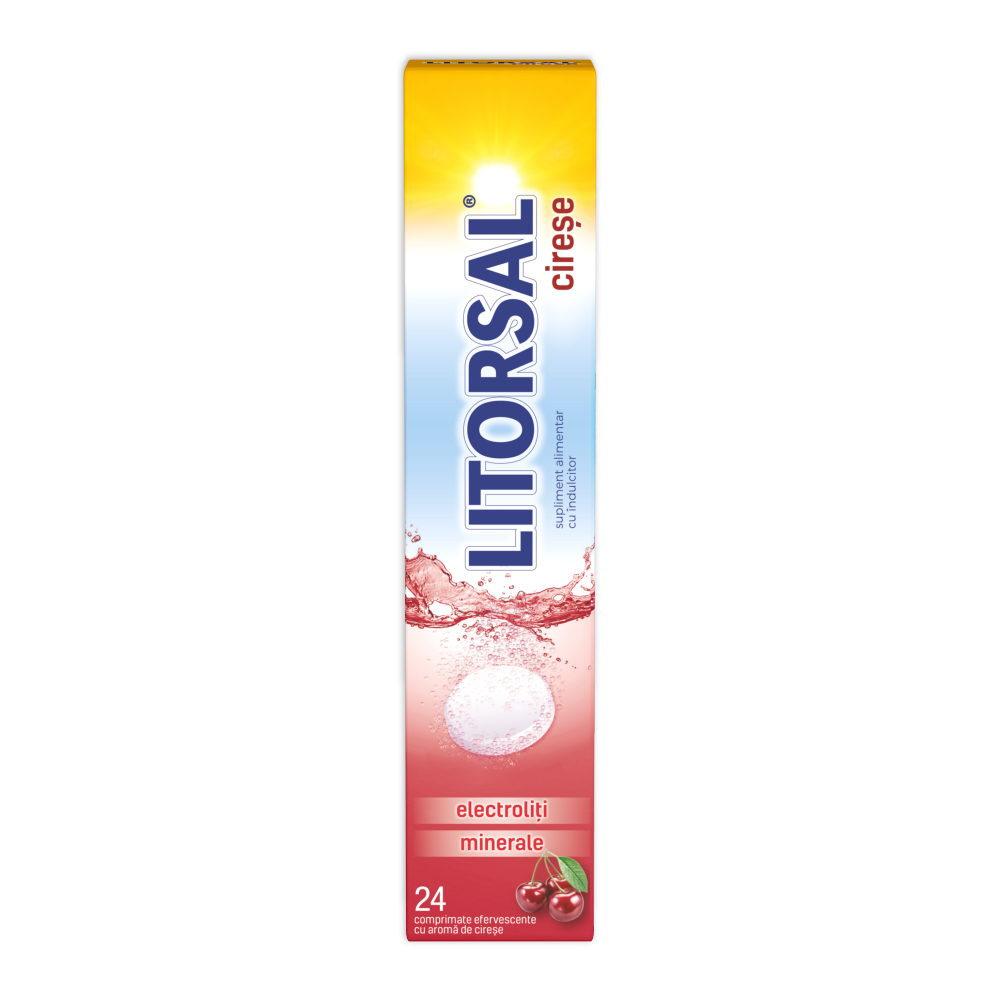 Electroliti cu aroma de cirese Litorsal, 24 comprimate efervescente, Zdrovit