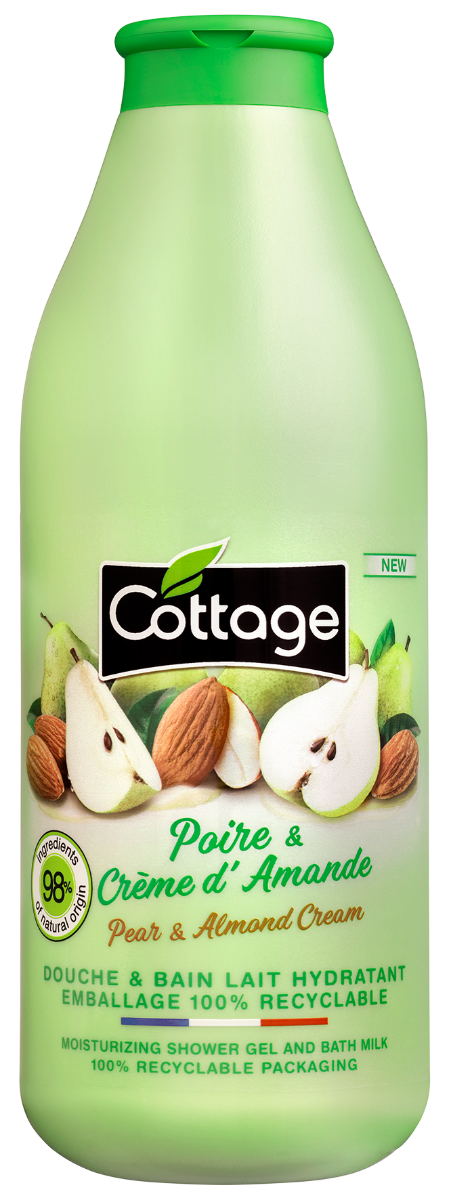 Gel de dus si Lapte de baie cu pere si migdale, 750ml, Cottage
