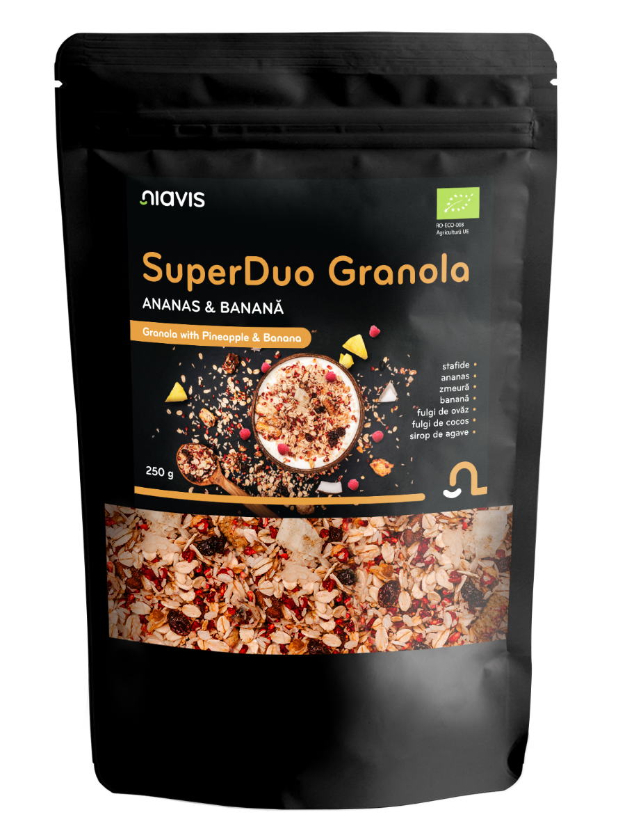 Granola cu ananas si banana Super Duo, 250g, Niavis