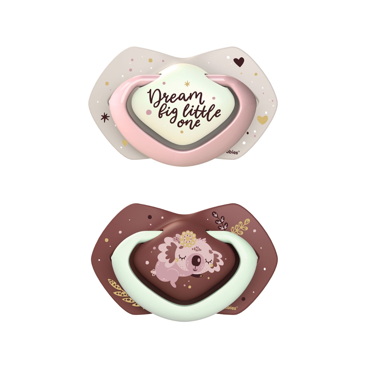 Suzeta simetrica fosforescenta din silicon 22/659 Pin Sleepy Koala 6-18 luni, 2 bucati, Canpol babies
