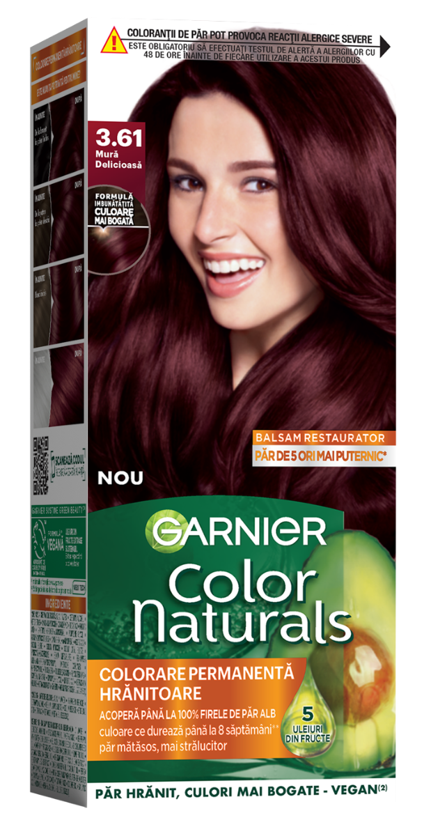 Vopsea de par permanenta Color Naturals 3.61 Mura Delicioasa, 112ml, Garnier
