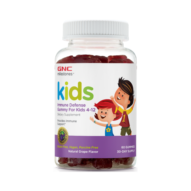 Jeleuri cu aroma de struguri pentru copii 4 - 12 ani Kids Immune Defense, 60 jeleuri, GNC