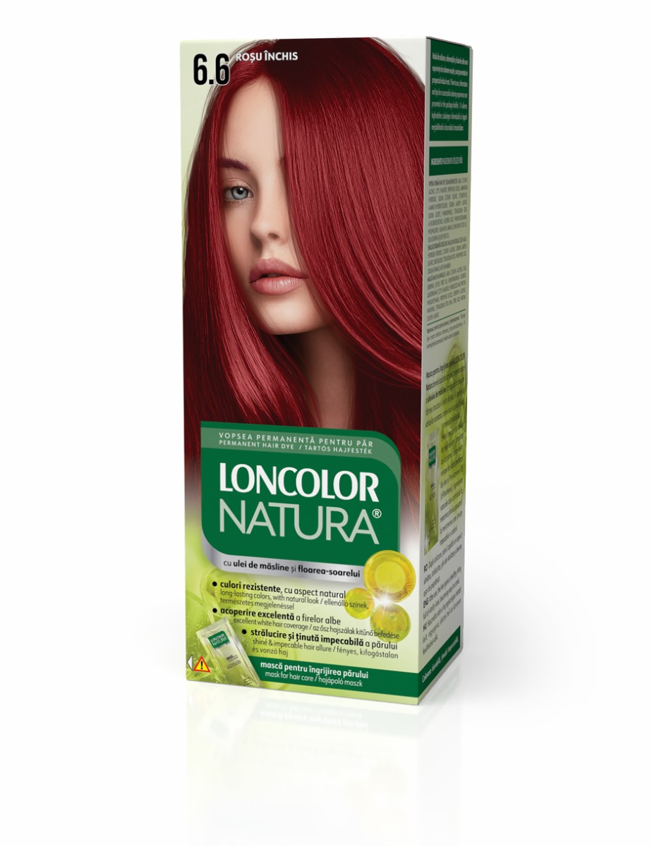 Vopsea de par permanenta Natura Nr. 6.6, 110ml, Loncolor