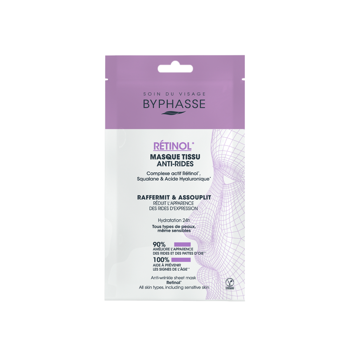 Masca servetel antirid cu retinol, 18ml, Byphasse