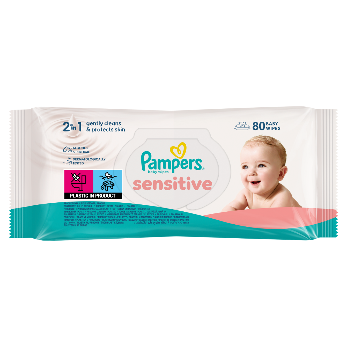 Servetele umede Sensitive, 80 bucati, Pampers