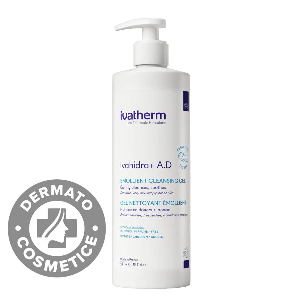 Gel de spalare emolient Ivahidra+ A.D., 450ml, Ivatherm