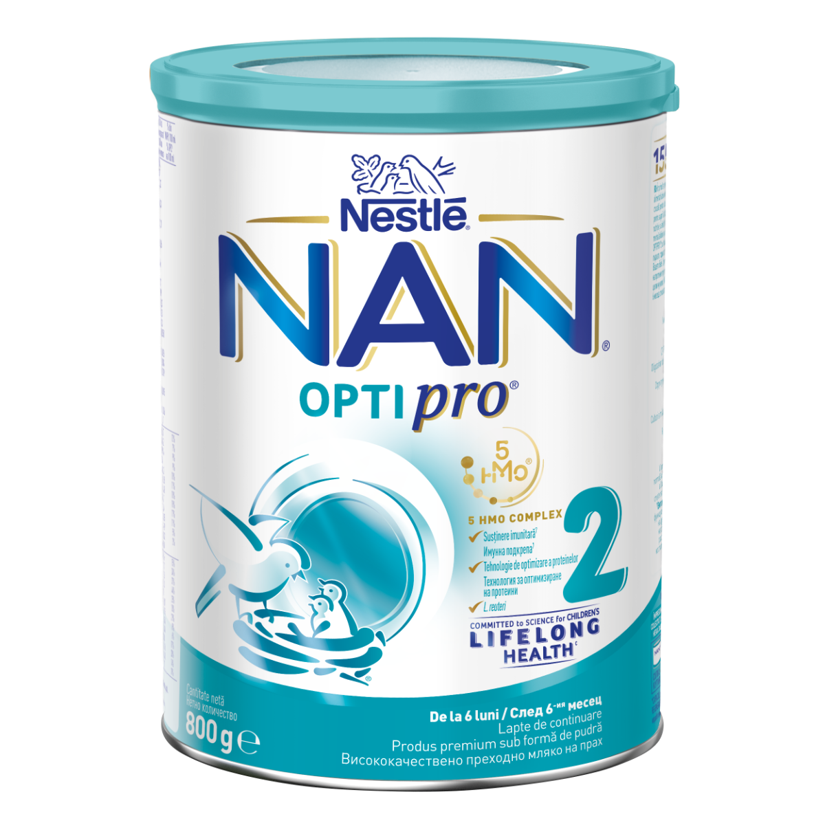 Lapte praf de continuare pentru bebelusi NAN Optipro 2 de la 6 luni, 800g, Nestle