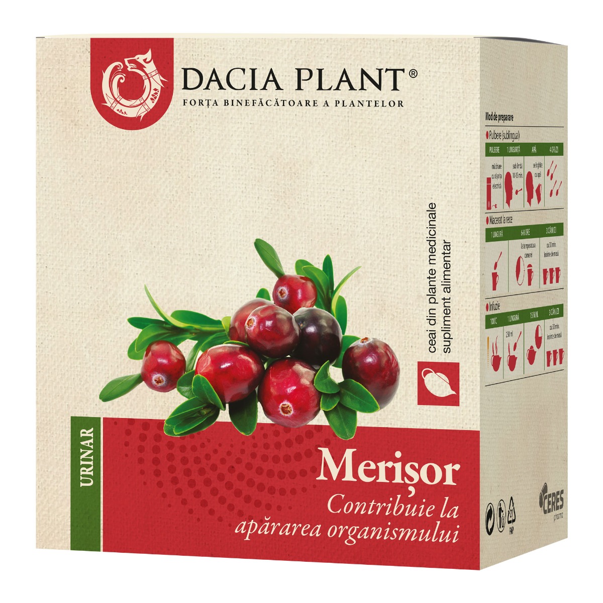 Ceai de merisor, 30g, Dacia Plant