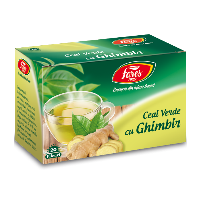 Ceai verde cu ghimbir, 20 plicuri, Fares