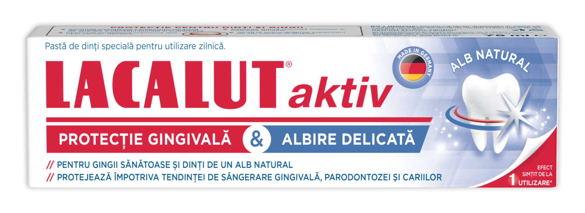 Pasta de dinti Aktiv protectie gingivala si albire delicata, 75ml, Lacalut